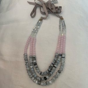 Gray and pink beaded necklace